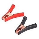 Sourcingmap 200A Automotive Replacement Booster Cable Clamps with Battery Charger Clips Alligator Test Lead Clamps Red/Black Hand Grips 1 Pair Copper