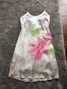 LILLY PULITZER CREAM SILK LINED DRESS SIZE 10 STARGAZER PINK LILLY FLOWERS/FRONT