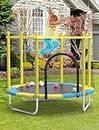 First Play 55 inch Trampoline with Safety Net & U-Shape Legs for Kids & Adults | Indoor & Outdoor Trampoline | Powerful Loading Capacity 120KG | Stainless Steel Frame & Legs (Yellow)