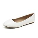 DREAM PAIRS Women's Sole-Simple White Pu Ballerina Walking Flats Shoes - 10 M US