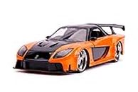 Jada Toys 253203058 Fast & Furious Han's Mazda RX-7, Auto, Tuning-Modell im Ma�ßstab 1:24, mit Spoiler, zu öffnende Türen, Motorhaube und Kofferraum, Freilauf, orange