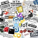 Careflection Funny Programming, Coding Vinyl Glossy Stickers with Programming Language App Logo Stickers for Laptop (Pack of 40)