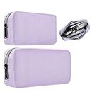 Universal Electronics Accessories Bag Pouch, 2-Pack Portable Soft Carrying Case Bag Wire Cable Organizer for Hard Drive, Power Adapter, Laptop Mouse, Cosmetics Kit, Cell Phone, Small+Big-Purple