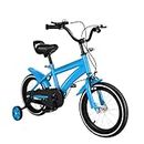 KAUITOPU 14 Zoll Fahrrad, Jungen Mädchen Kinderfahrrad für ab 3-6 Jahre, Ausbildungsfahrzeuge mit Stützräder Höhe Einstellen Kinder Fahrrad (Blau)