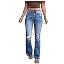 VEZAD Kardashian Jeans,Women High Waisted Denim Stretch Slim Wide Leg Pants, F-light Blue, XX-Large