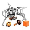 Windproof Camping Gas Stove, 5800w Portable Three-burner Gas Stove, Foldable Adjustable Camping Gas Stove Backpacking Stove, Portable Outdoor Camping Furnace for Hiking Camping Picnic