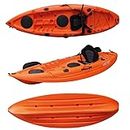 Orange Sit On Kayak (1 Person) with Padded Seat, Paddle, Fishing Rod Holders, Storage Hatches, Length: 265cm / Width: 83cm / Depth: 36cm