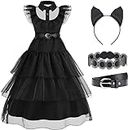 AntDiseno Black Clothing girls' Birthday Party Halloween Christmas Feature play Fantasy Clothing with complements