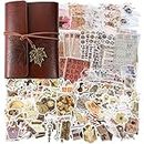 228 Pcs Vintage Scrapbooking Sticker Paper with A7 Scrapbook for Journaling Retro Collection Aesthetic Stickers Washi Stamping Craft Kits Collage Album Cottage Picture Frames Botanical