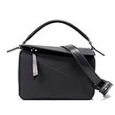 DuofLily Women‘s Luxury Crossbody Bag,Leather Designer Geometric Splice Handbags, Black, Medium