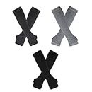 JewelryWe 16 Pairs Knit Arm Warmer Gothic Rock Thumb Hole Stretchy Long Fingerless Gloves for Christmas