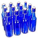 Cocktailor Glass Grolsch Beer Bottles (12-pack, 16.9 oz./500 mL) Airtight Seal with Swing Top/Flip Top Stoppers - Home Brewing Supplies, Fermenting of Alcohol, Kombucha Tea, Wine, Soda - Blue