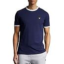 Lyle & Scott Hommes T-Shirt Ringer - Coton Bleu Marine/Blanc XL