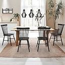 LUE BONA Windsor Dining Chair Set of 4, Spindle Back Wooden Chairs for Kitchen and Dining Room, Black