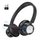 Wireless Headset with Microphone Noise Canceling 20Hrs New Bee V5.0 Bluetooth Headset Office Headset with USB Dongle & 270° Mute Mic for Skype Zoom Laptop Computer Phone