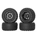 RCStation 1/10 Scale RC Off-Road Buggy Tires and Wheels 4PCS 12mm Hex Heb Pre Glued RC Tires and Wheels Rims Set with Foam Inserts for Buggy Small Monster Truck, Black