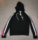 NWT Victoria's Secret PINK Black Hooded Zipper Jacket with Stripes: Large