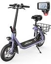 URBANMAX C1 Electric Scooter with Seat, 450W Powerful Motor up to 22 Miles Range, Foldable Electric Scooter for Adults Max Speed 15.5 Mph, Electric Scooter for Commuting with Basket, Purple