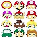 Degpum 12Pcs Mario Masks, Super Mario Party Favors, Birthday Game Themed M-ario Felt Masks Mario Kids Birthday Party Supplies for Kids