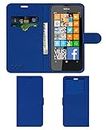 ACM Leather Window Flip Wallet Front & Back Case Compatible with Nokia Lumia 630 Mobile Cover Blue
