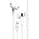 Talabat Lightning Wired Earphone Connector (Built-in Microphone & Volume Control) in-Ear Stereo Headphone/Headset Compatible with iPhone 14/13/12/SE/11/XR/XS/X/7/Plus/8/Plus/Pro/Pro Max- White