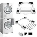 Washer Dryer Stacking Kit, HHXRISE Universal Stacking Kit for Washer and Dryer with Pull-Out Sliding Shelf, Adjustable Stackable Kit for 29"/28"/27"/26"/25"/24" Front Load Laundry with Ratchet Strap