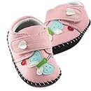 Baby Shoes Girls Boys Toddler Shoes PU Leather Hard-Soled Walking Sneakers Infant Rubber Shoes Newborn Cartoon Beginner Walking shoes0 to 18 Months (Butterfly/Pink, 6_Months)