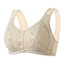 Front Fastening Bras for Women UK Plus Size, Full Coverage Womens Bras Non Wired Sexy Front Button Shaping Cup with Adjustable Elastic Shoulder Straps Reducing Accessory Breasts for All Ages/Elderly