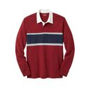 Men's Big & Tall Long-Sleeve Rugby Polo by KingSize in Rich Burgundy Rugby (Size XL)