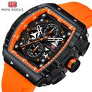 MINI FOCUS Men Rectangle Watch Silicone Wristwatch Military Sport Watches Males