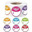 YHNTGB 600 PCS Colorful Garage Sale Stickers Yard Sale Stickers with Dollar Sign Sale Discount Labels 2 Inch for Retail Store Clearance Promotion Deals Discount Price Marking Blank Sale Tags