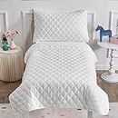 Wowelife 4 Pieces Toddler Bedding Set White, Upgraded Toddler Bed Set for Girls and Boys Lightweight, Super Breathable and Comfortable for Toddlers