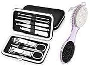 7Pcs Professional Nail Clipper Pedicure Set, Manicure Set Personal Care, Nail Clipper Kit, Nail Tools with Luxurious Travel Case, Gifts for Men Women with 4-1 Foot Scrubber