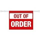 Suzile ''Out of Order'' Hanging Doorway Barricade Sign with Adjustable Pole 11.25'' x 18'' Safety Signs Sign Kit Out of Order Sign for Restrict Access to Restrooms Bathrooms Door Elevators