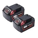 2 Pack 5.0Ah M18 Battery Replacement for Milwaukee M18 Battery, Replacement for Milwaukee M18 Cordless Power Tools 18V XC Lithium Battery 48-11-1852 48-11-1850 48-11-1862 48-11-1812