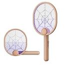 Buzbug Electric Fly Swatter, Type-C Rechargeable Bug Zapper Racket, Foldable Bug Zapper for Indoor and Outdoor, Mosquito Swatter with Blue-Purple Working Light (Khaki)