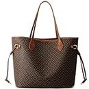 Queenoris Retro Tote Bag for Women, Top-handle Shoulder Handbag Large Capacity Designer Pureses, Coffee Brown, Large