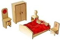 CrazyCrafts Wooden Bedroom Dollhouse Furniture Set for Girls