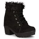 commander shoes Casual Heel Boots for Girls and Women (39, Black, 812)