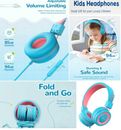 Kids School Headphones Headsets Headband Foldable 94dB Volume Limited Boys Girls