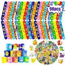 98 Pcs Pokemon Slap Bracelet Sticker Set Party Favors Birthday Supplies for Kids