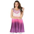 Plus Size Women's Dip-Dye Swing Tunic by Roaman's in Pink Violet Ombre (Size 14 W) Long Shirt Blouse