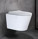 WinZo WZ5922 Rimless Wall Hung Toilet Bowl Modern Compact Design Mounted Water Closet,White