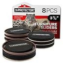 X-Protector Furniture Sliders - 8 PCS 3 1/2" - 4 Furniture Sliders Hardwood Floors & 4 Furniture Sliders for Carpet - Moving Pads for All Floor Types! Reusable Sliders to Move Furniture Easily!