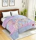 Petals Dreams Carnation Blanket Double Bed, 750 GSM, 2 Ply, Cloudy Mink Blanket (Blue & Pink)