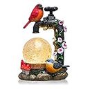 TERESA'S COLLECTIONS Garden Decor for Outside, Cardinal Bird Statues with Solar Outdoor Lights for Porch Patio Yard Decor, Garden Sculptures & Statues, Gift for Housewarming and Mom Mother Day, 8.3"