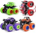 Sanghariyat® Big Size Monster Truck Friction Powered Cars Toys, 360 Degree Stunt 4wd Cars Push go Truck for Toddlers Kids Gift (Pack of 2 Car) (Multi-Color)