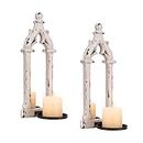 Wall Candle Holders Vintage Decor - Walasis Wall Candle Sconces Mounted White Wood Set of 2 Gothic Accessories Mirror decoration for Living Room Bathroom