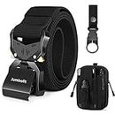 Jumbofit Military Men Tactical Belt, Work Belt with Quick Release Buckle,Gift with Molle Pouch & Water Bottle Clip