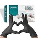 ALITMUN Advanced Series Black Nitrile Gloves, Powder Free & Food Grade Disposable Examination Hand Gloves, Surgical and Multipurpose use with Exceptional Grip and Durability (Medium, Pack of 100)